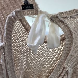 Open back knit sweater
